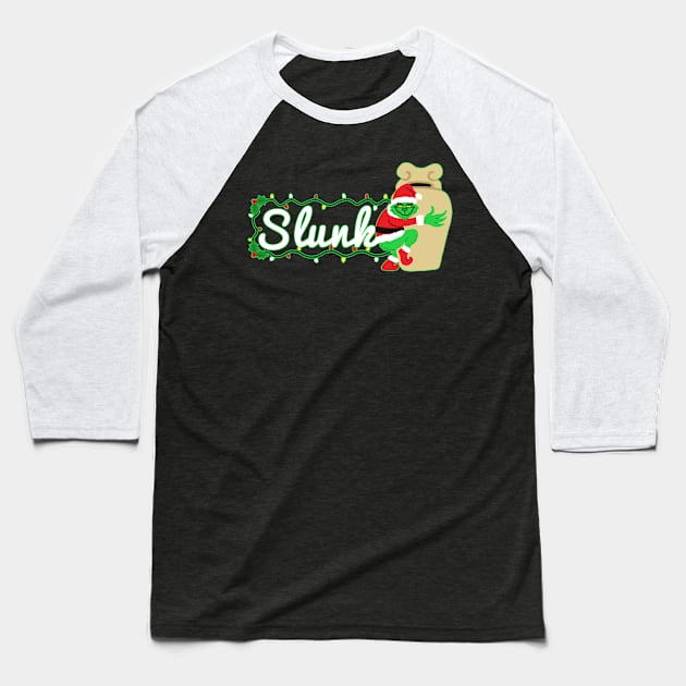 SLUNK 3 (green) Baseball T-Shirt by CamelCactusCreations